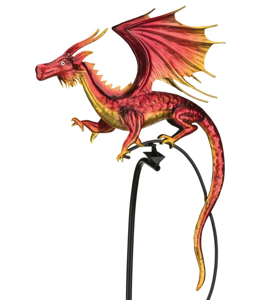 Dragon Rocker Garden Stake - Red