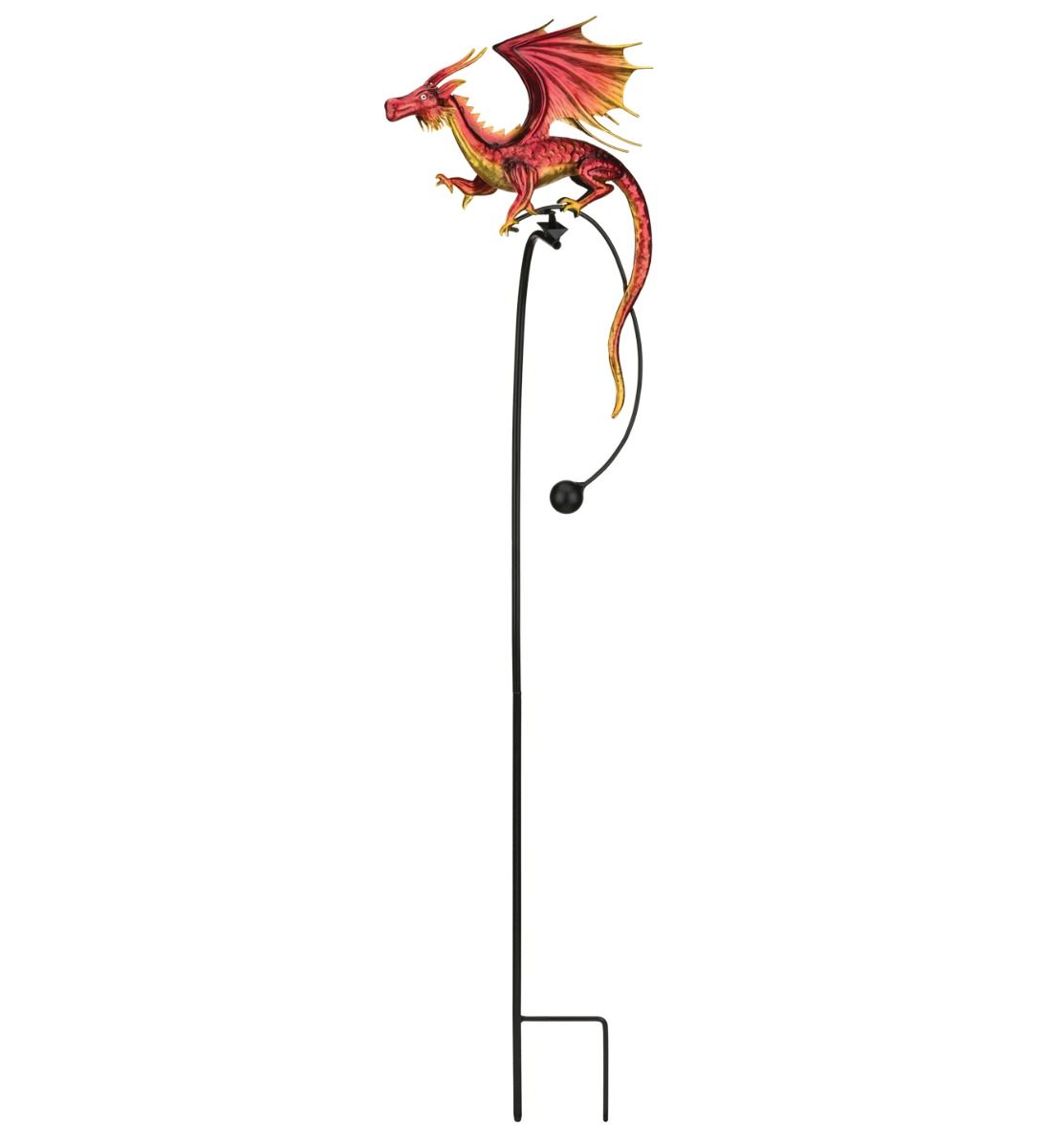 Dragon Rocker Garden Stake - Red