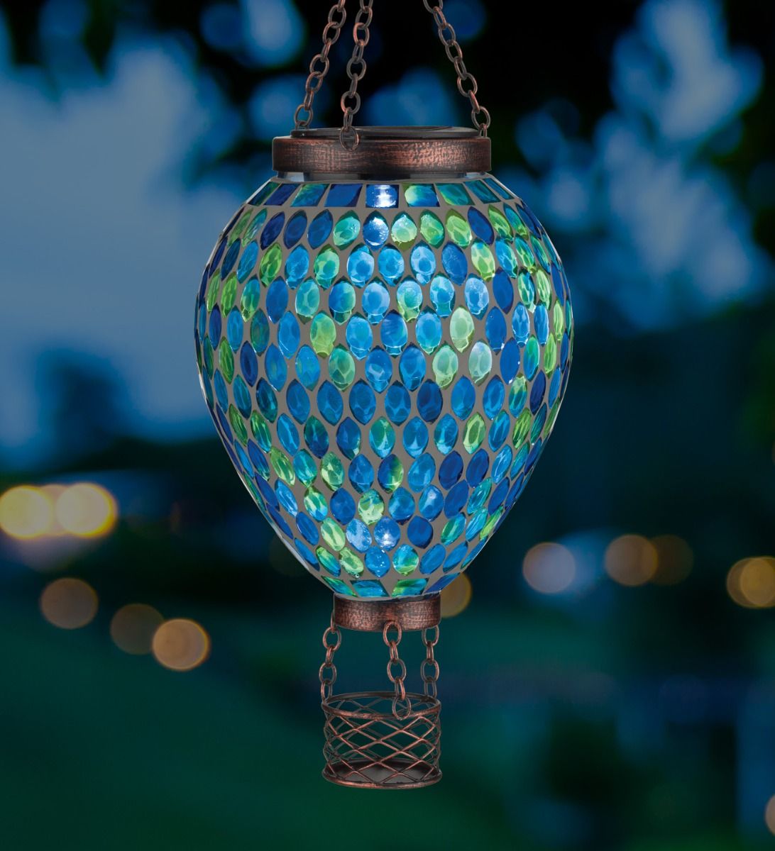 Mosaic Hot Air Balloon Lantern - Blue