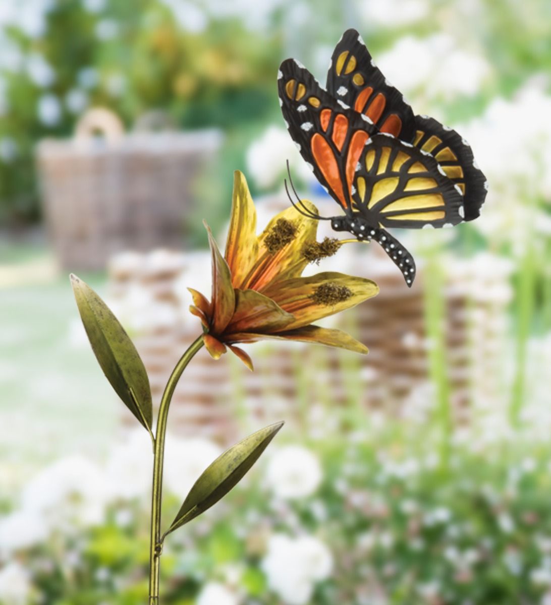 Butterfly Flower Garden Stake - Orange