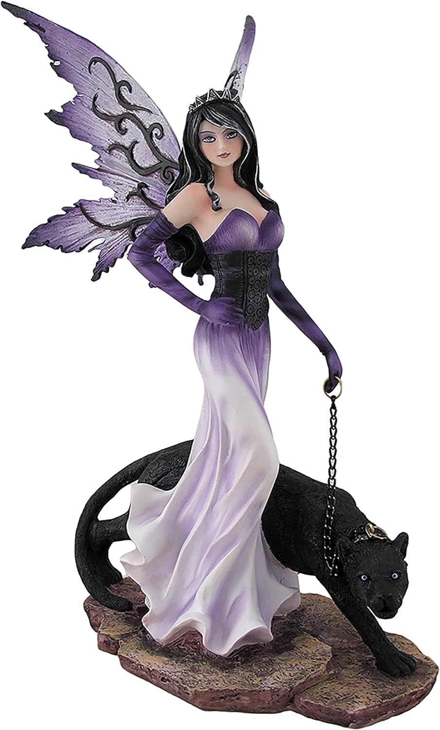 Purple Fairy with Black Panther Figurine