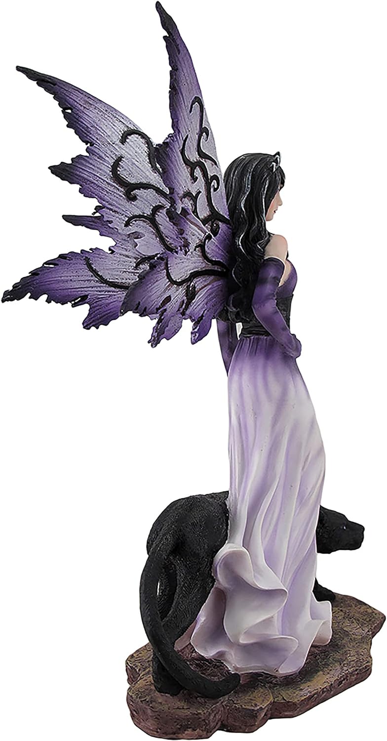 Purple Fairy with Black Panther Figurine