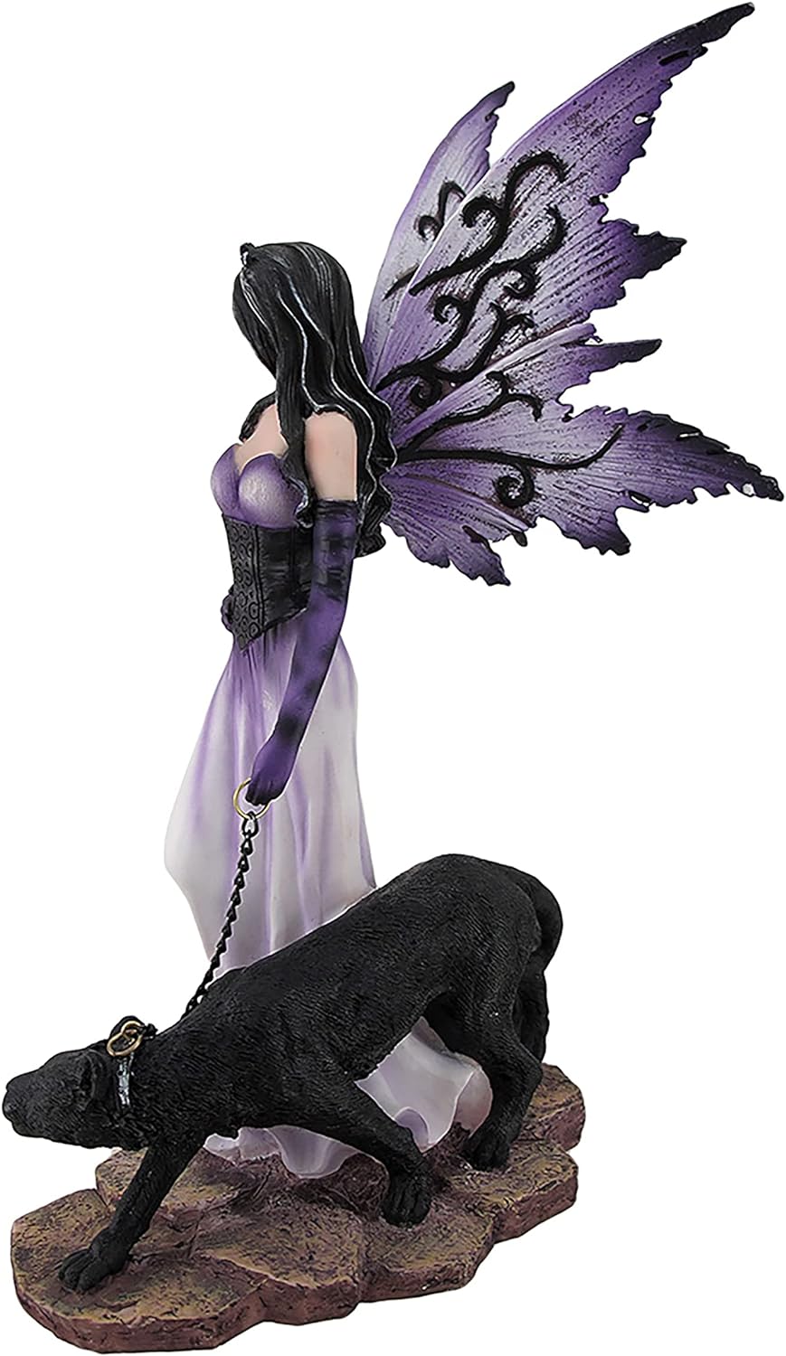 Purple Fairy with Black Panther Figurine