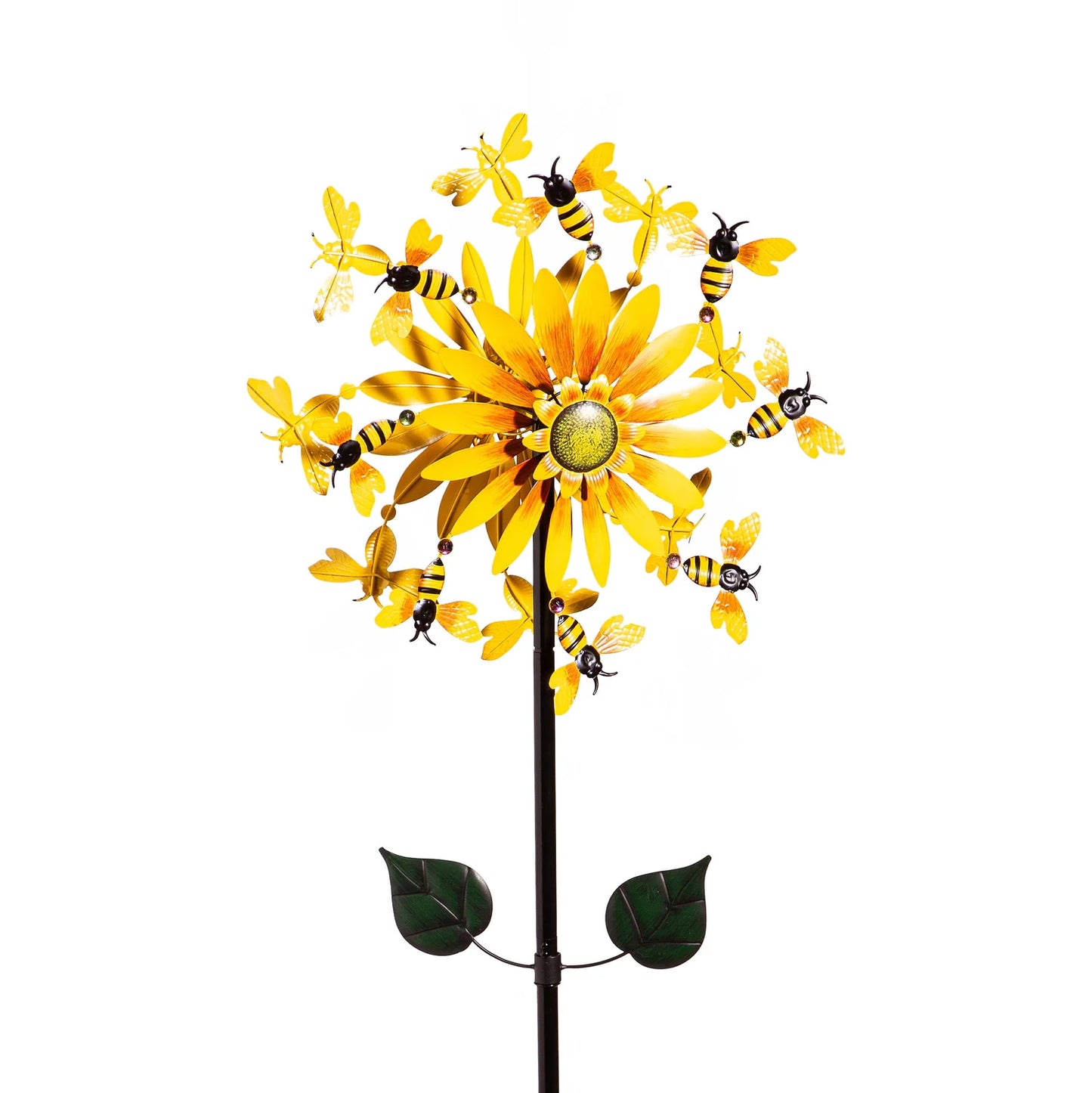75"H Sunflower & Bees Wind Spinner Garden Stake