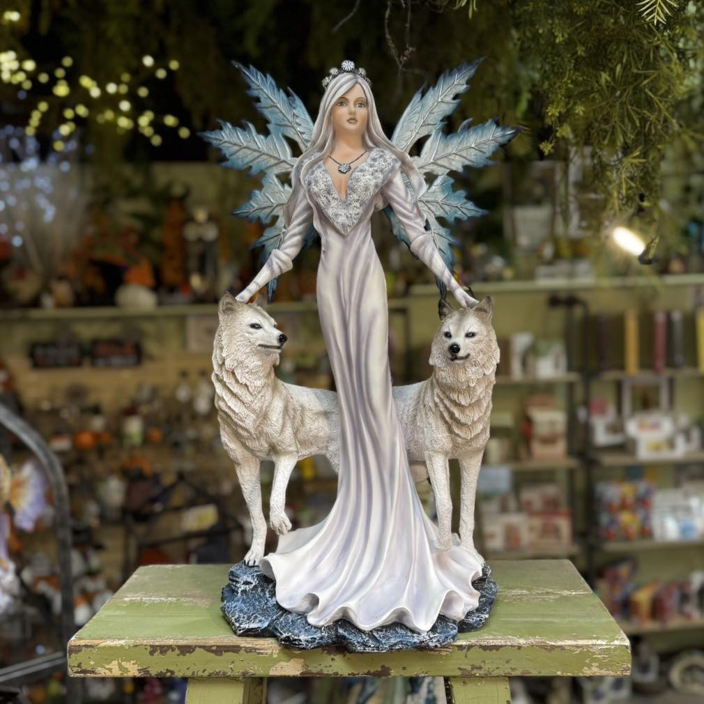 Blizzard Fairy with Wolves Figurine