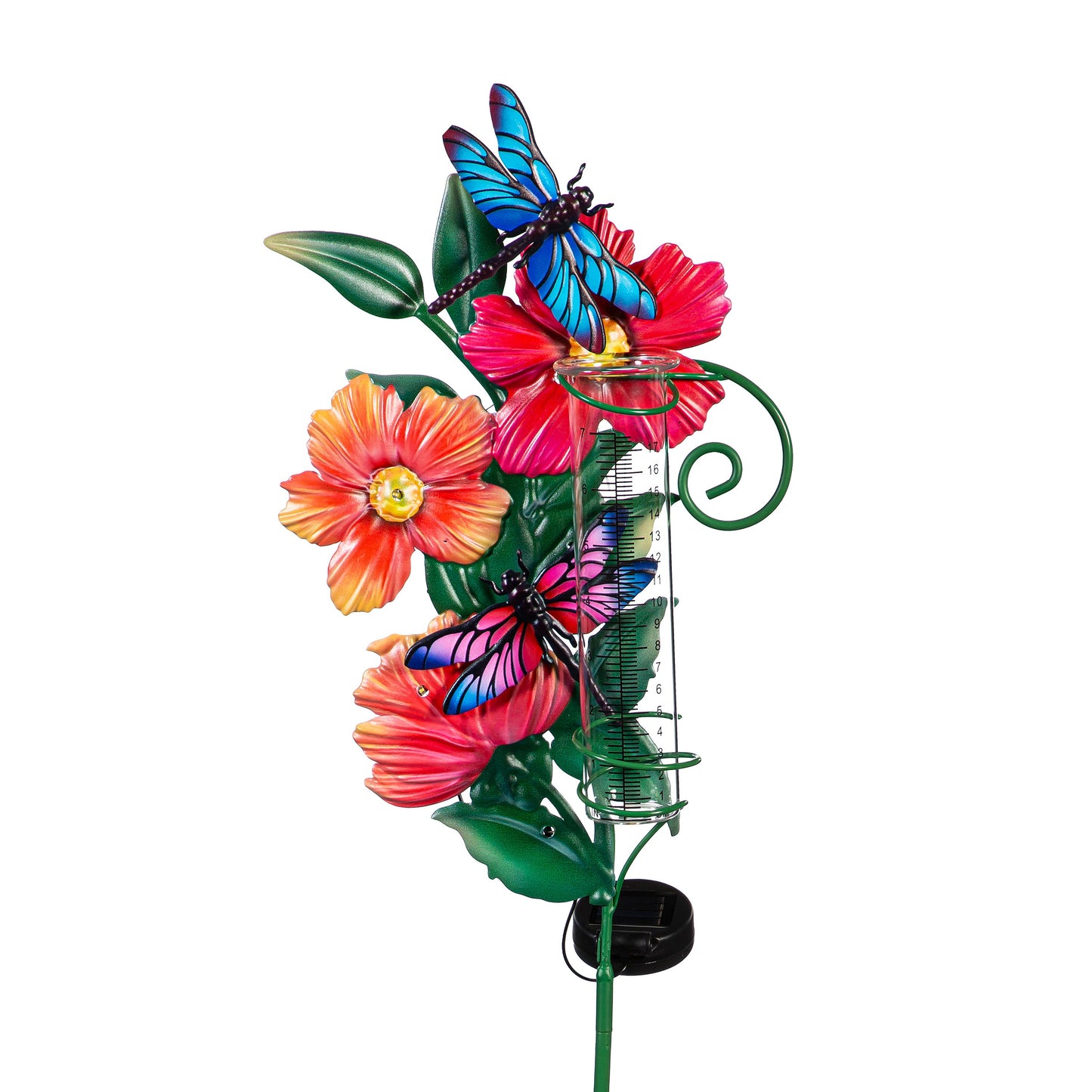 Floral Pollinator Rain Gauge Garden Stake