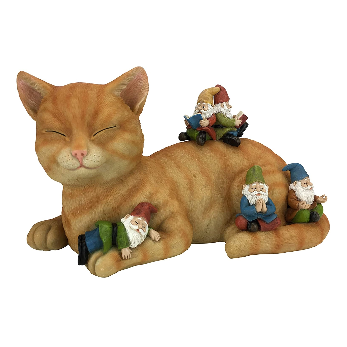 Garden Cat with Gnomes Figurine
