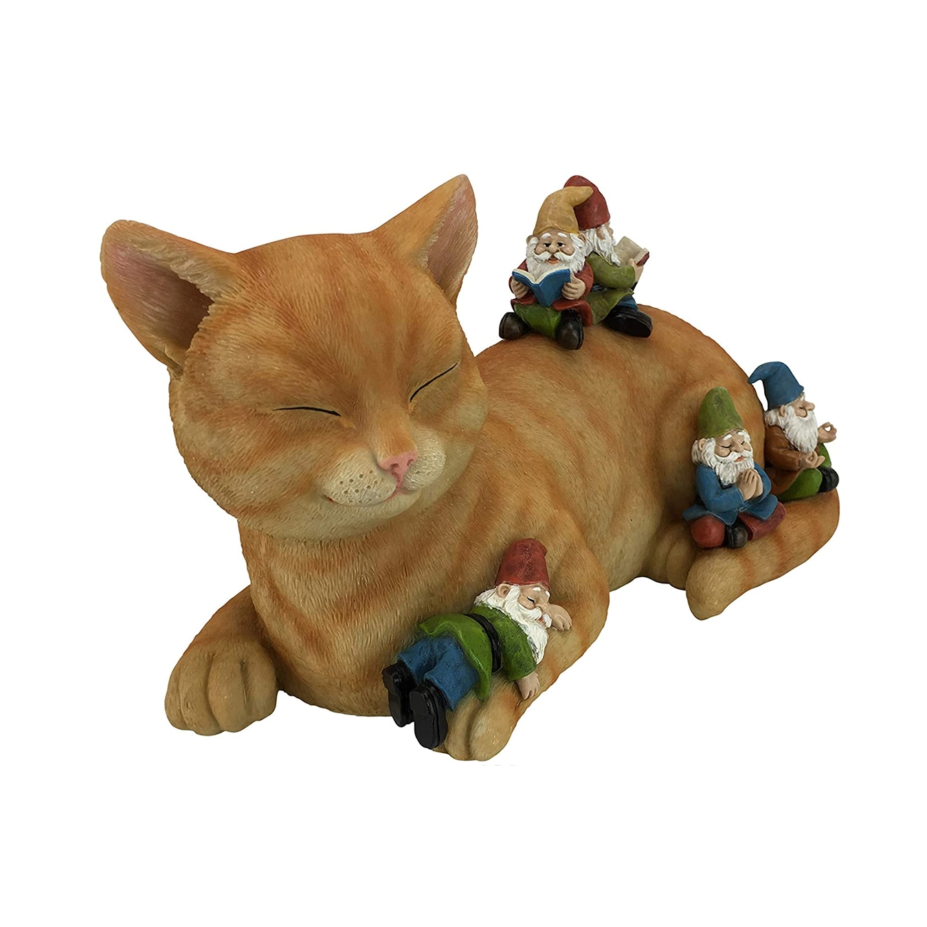 Garden Cat with Gnomes Figurine