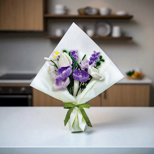 Chenille Purple Flower Bouquet Craft