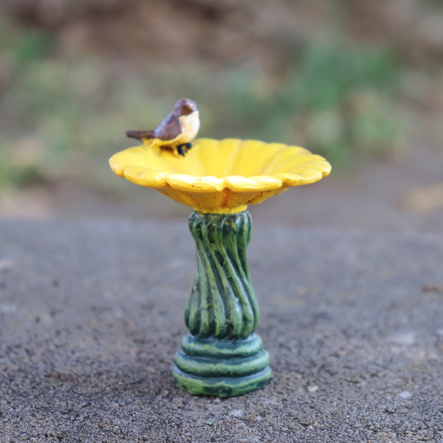 Yellow Flower Bird Bath Fairy Garden Miniature