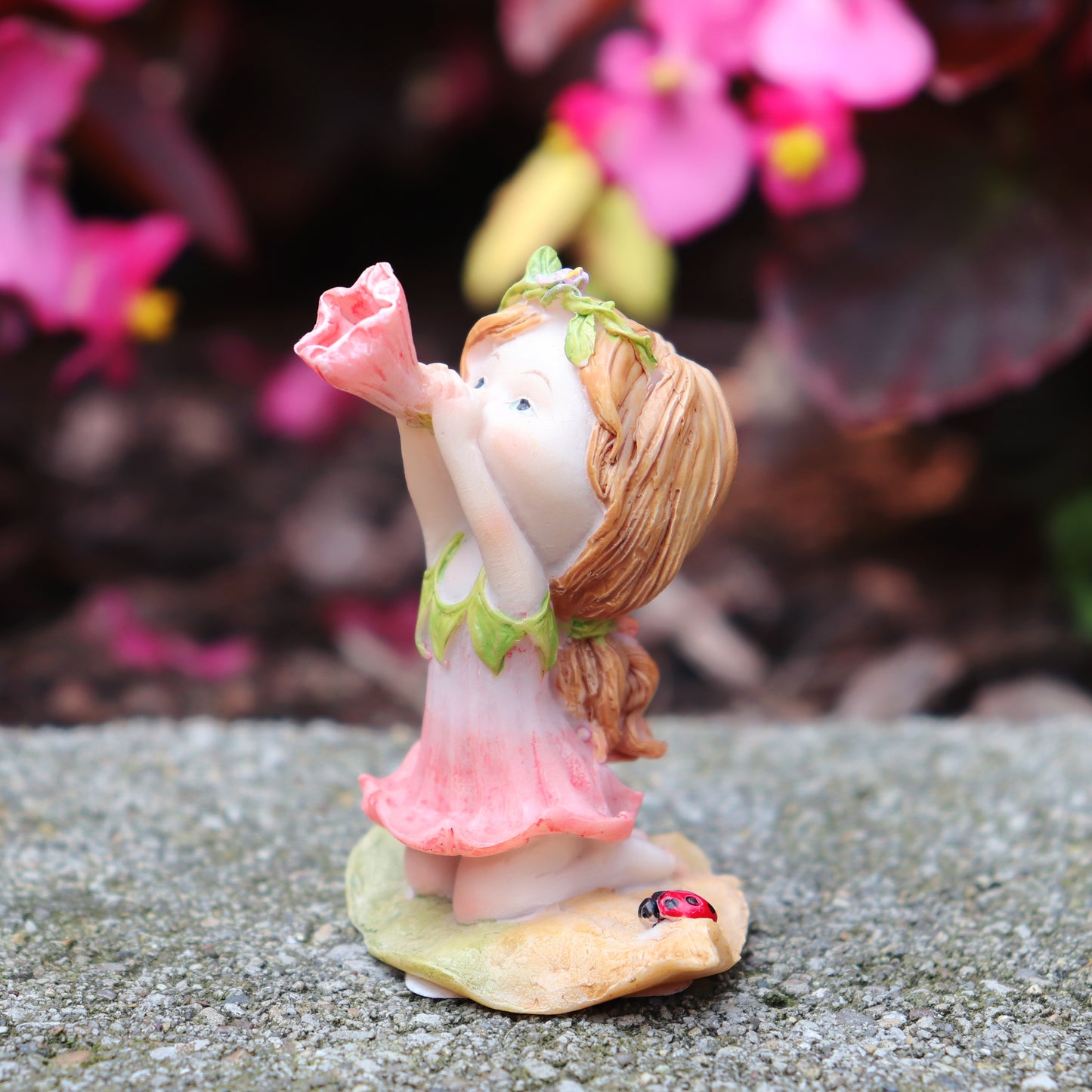 Little Fairy Blowing Flower - Miniature Fairy Garden Accessory