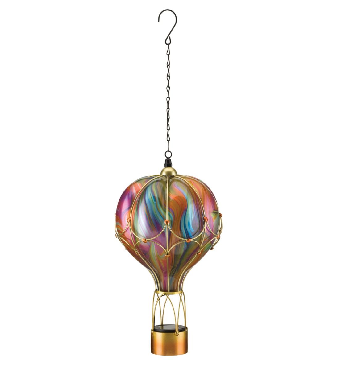 Large Swirl Balloon Solar Lantern - Orange