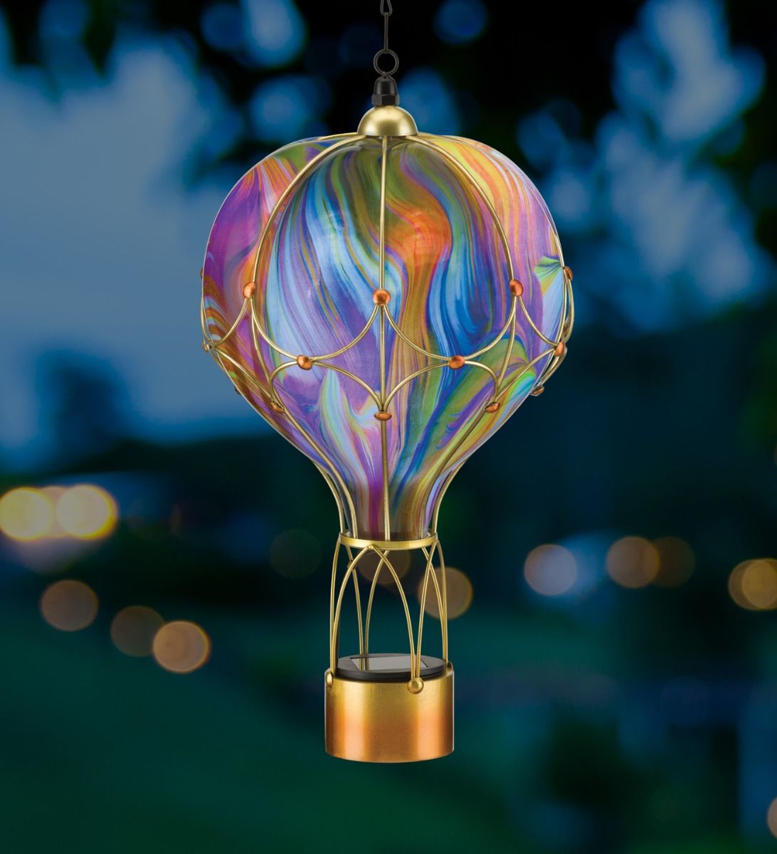 Large Swirl Balloon Solar Lantern - Orange