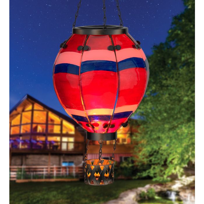Large Stripe Hot Air Balloon Solar Garden Lantern
