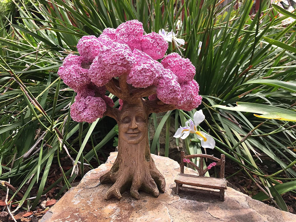 Pink Blossom Tree with Bench