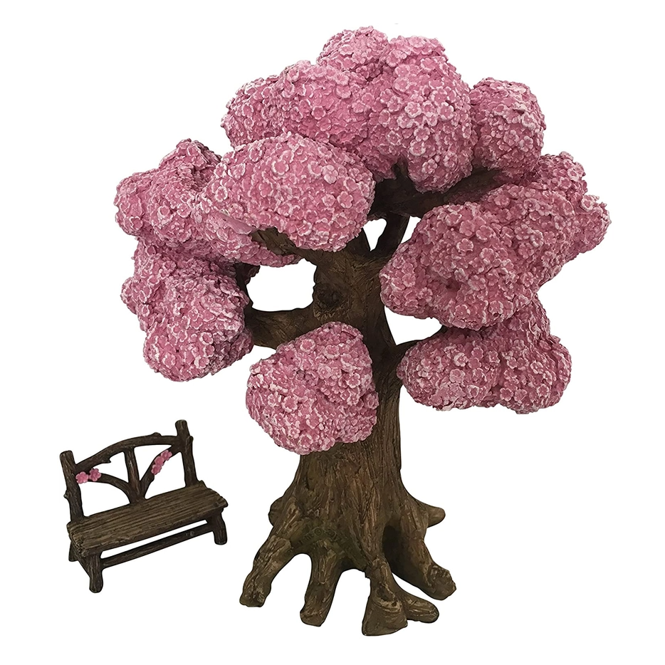Pink Blossom Tree with Bench