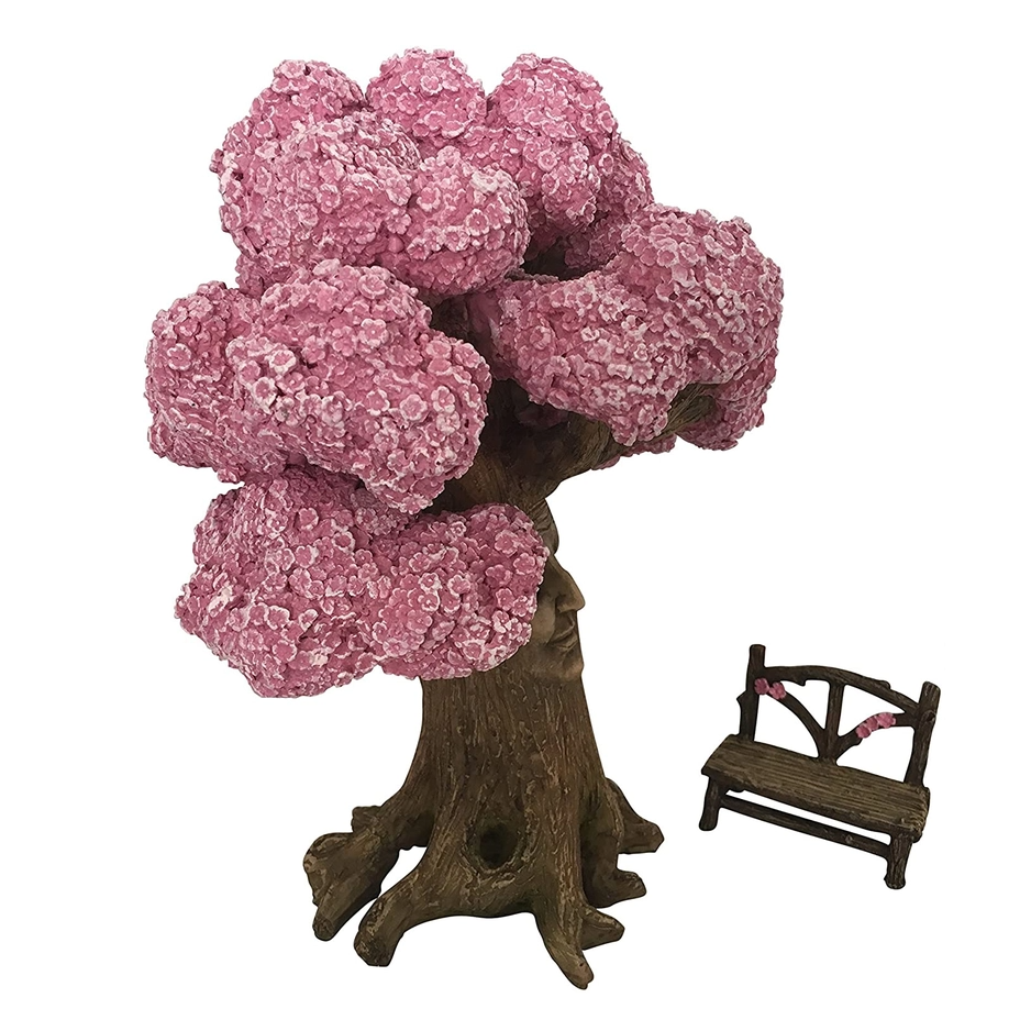 Pink Blossom Tree with Bench