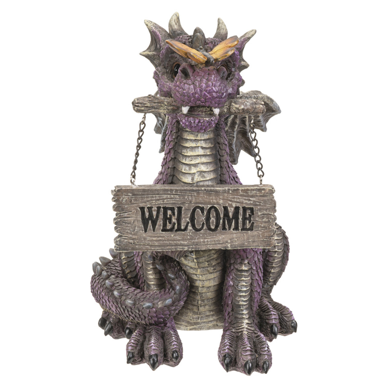 Purple Welcome Dragon Garden Statue