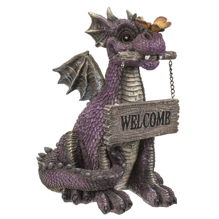 Purple Welcome Dragon Garden Statue