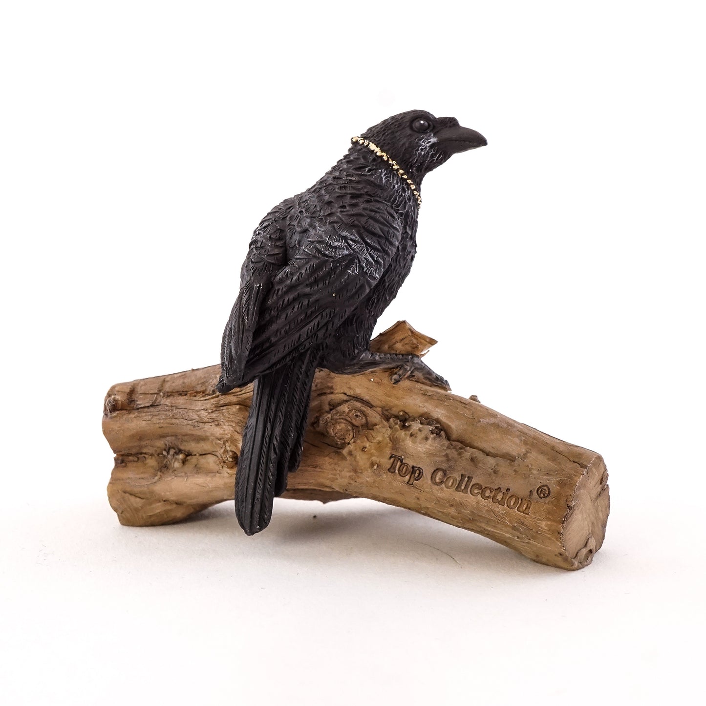Miniature Raven with Key on Log