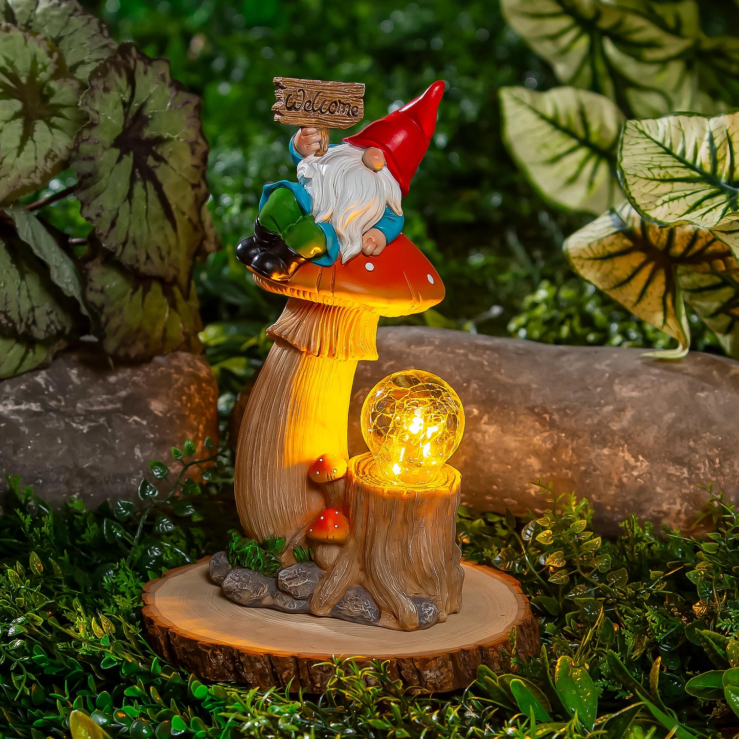 Solar Gnome Mushroom Statue
