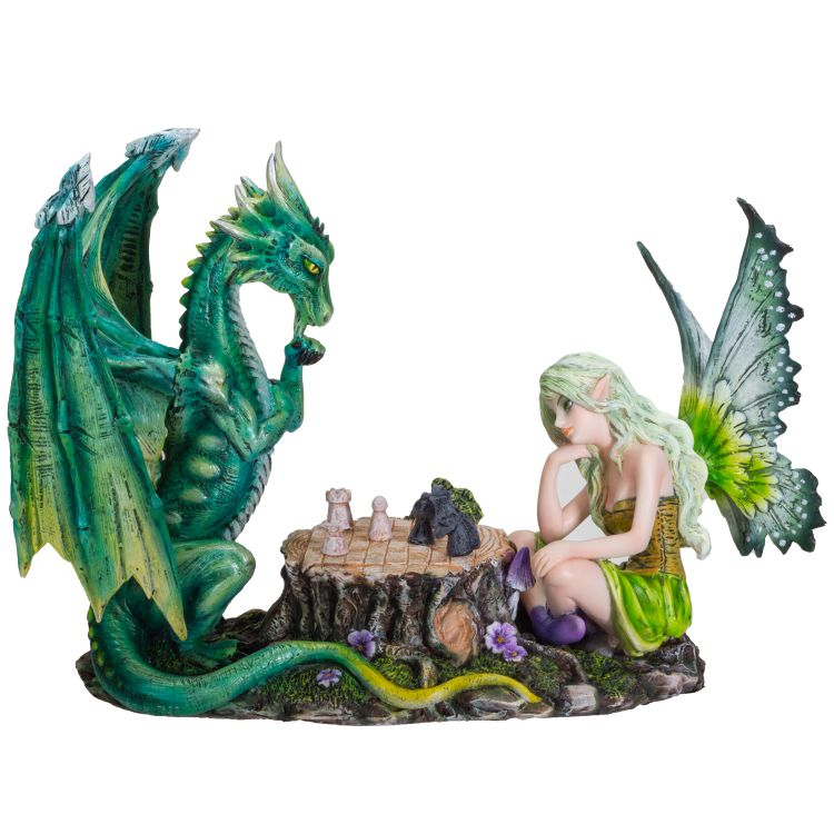 Fairy and Dragon Playing Chess