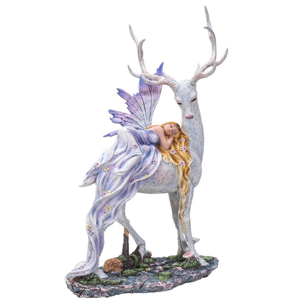 Sleeping Fairy on Stag Figurine