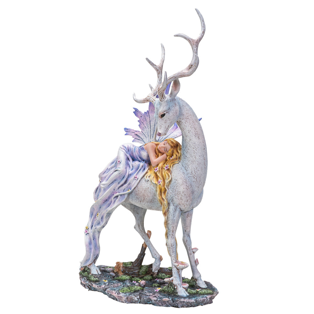 Sleeping Fairy on Stag Figurine