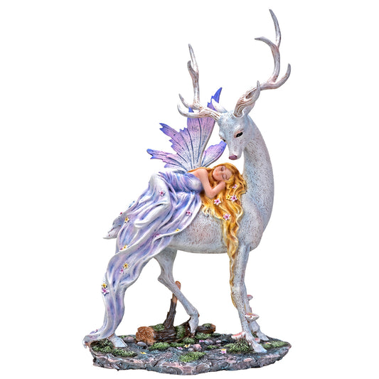 Sleeping Fairy on Stag Figurine
