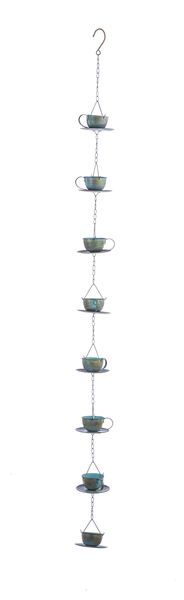 Green Patina Teacup Rain Chain