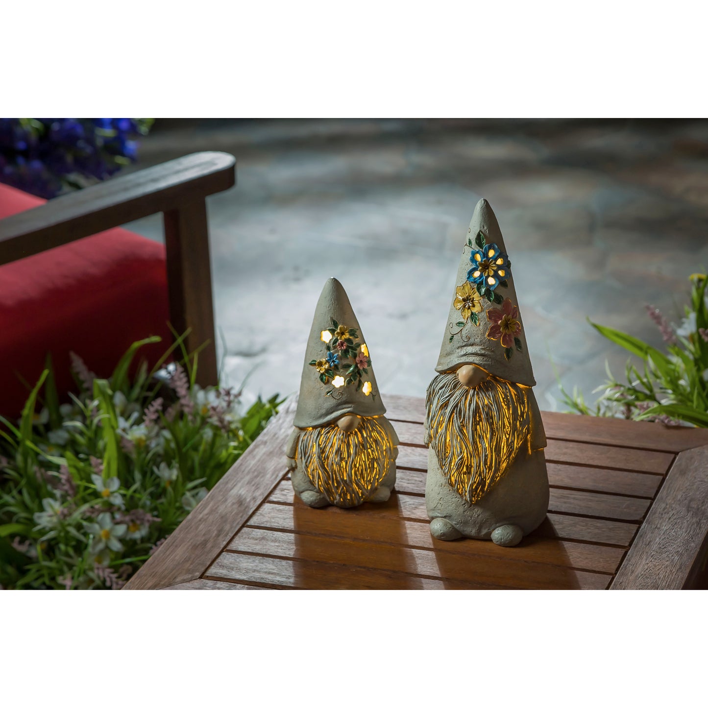Floral LED Garden Gnome