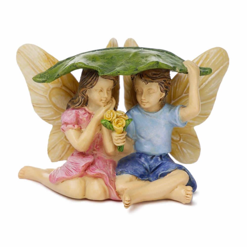 Fairies Caught in the Rain - Miniature Fairy Garden Accessory