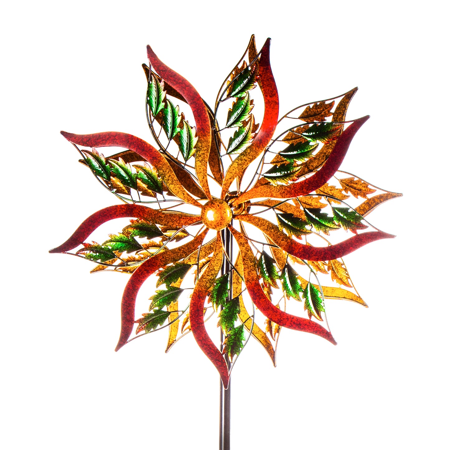 Blooming Leaves Spinner Garden Stake