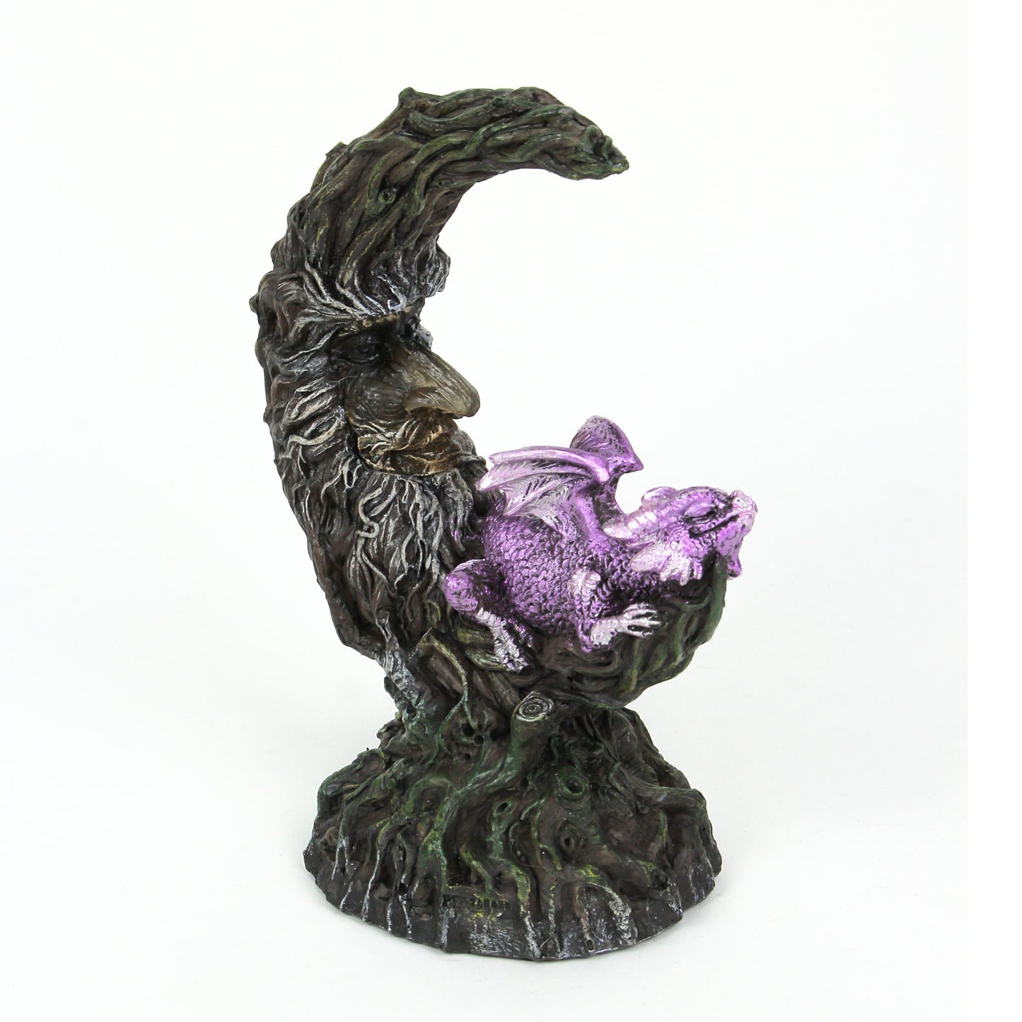 Greenman Moon LED Décor Figurine with Sleepy Lavender Dragon