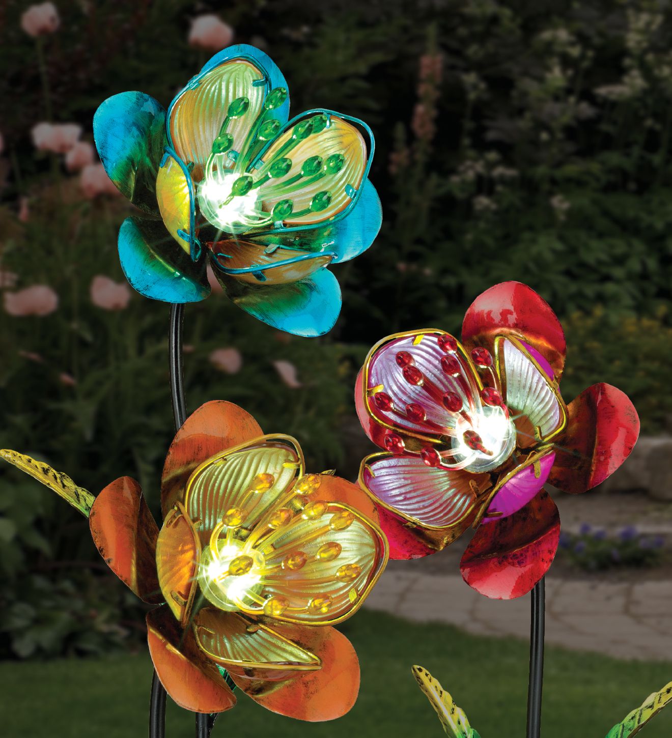 Mystic Flower Solar Garden Stake - Pink