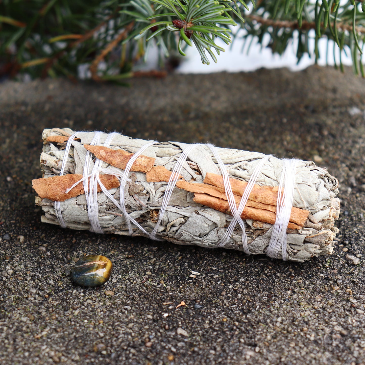 White Sage & Cinnamon Smudge with Picture Jasper