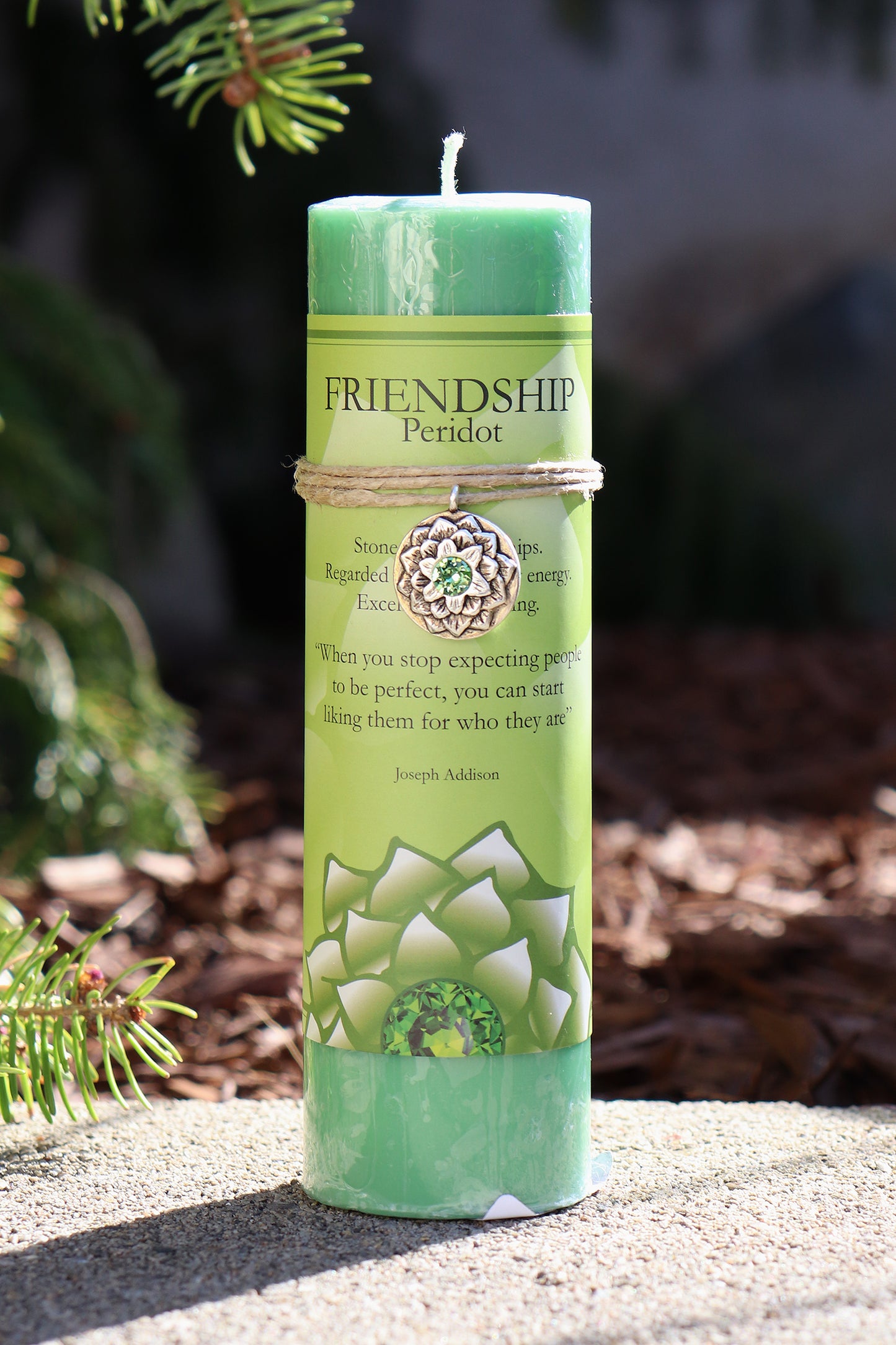 Peridot Friendship Lotus Pendant Candle