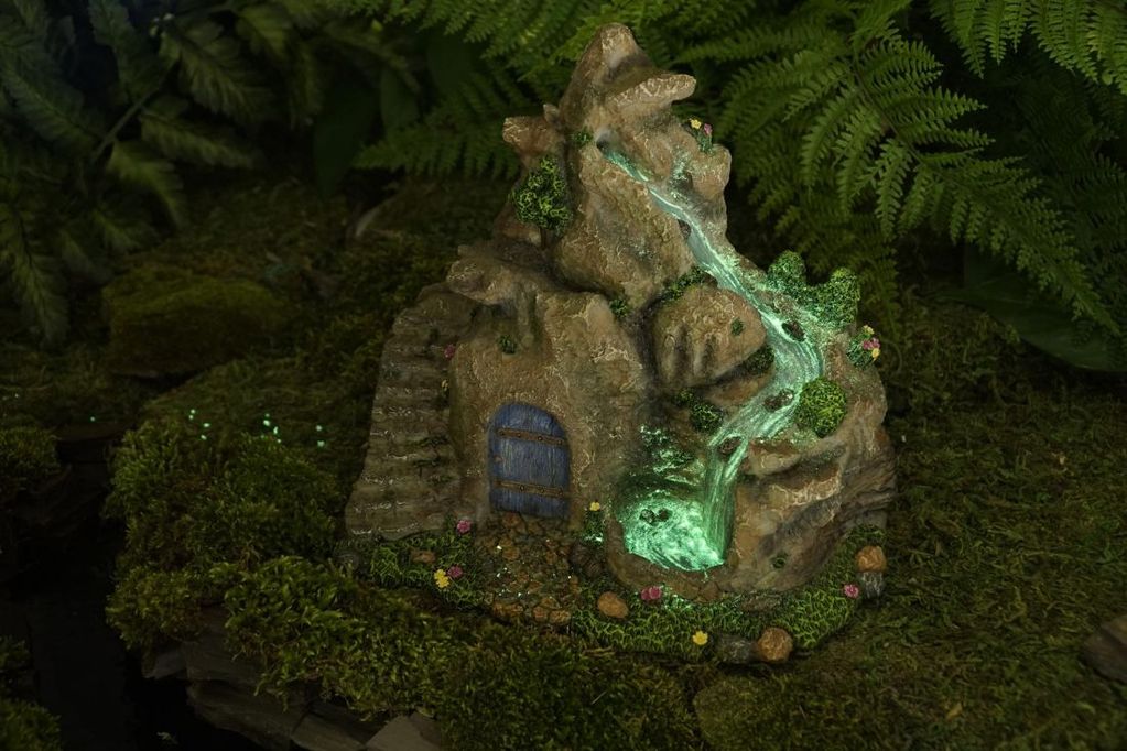 Glowing Waterfall Fairy House