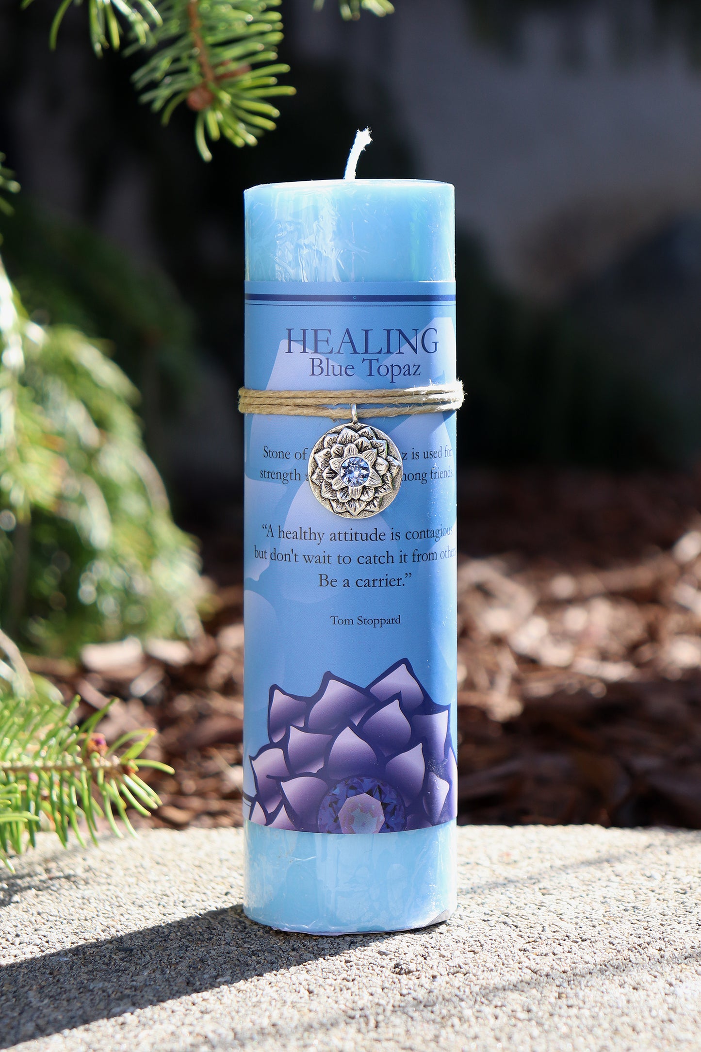 Blue Topaz Healing Lotus Candle