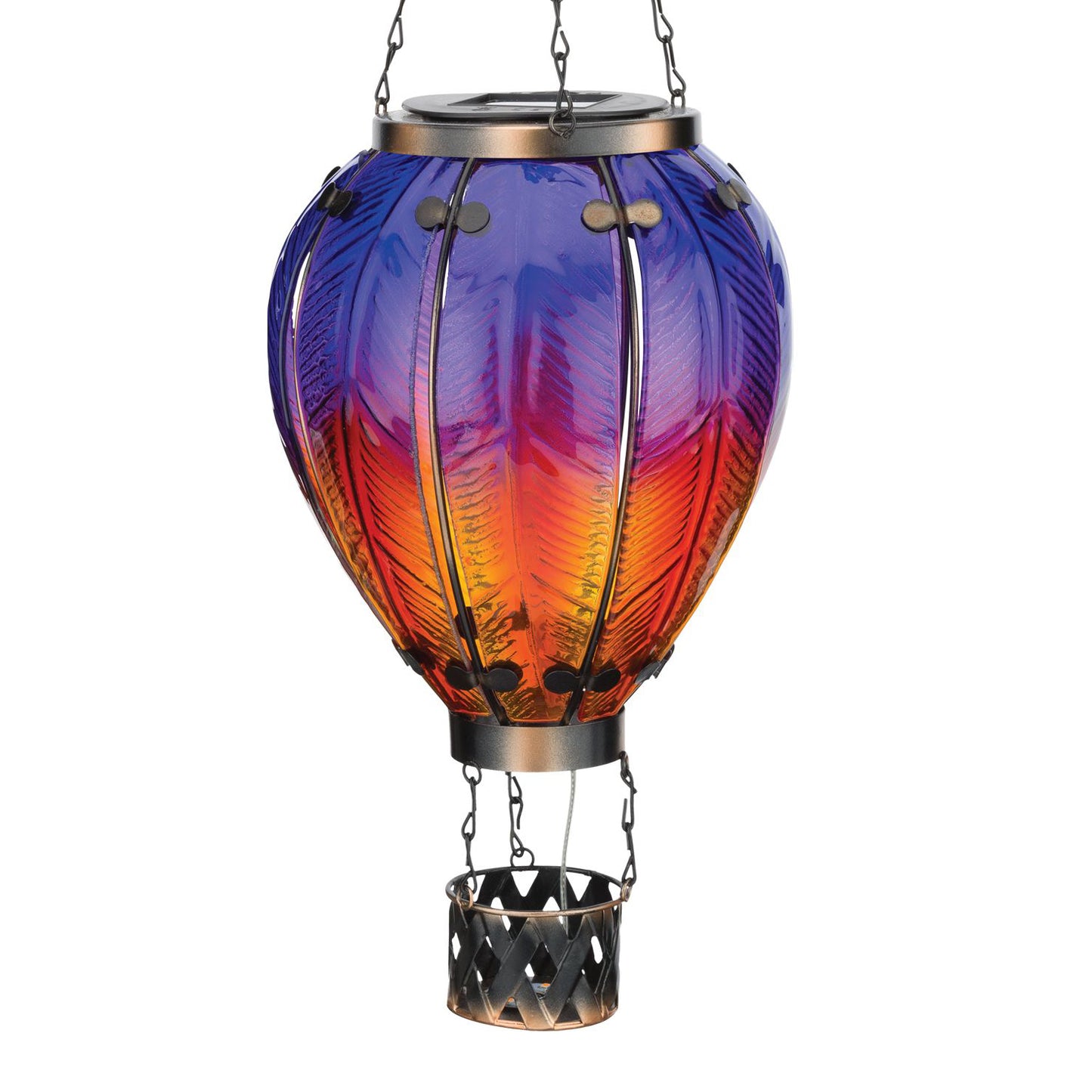 23" Purple Hot Air Balloon Hanging Solar Lantern