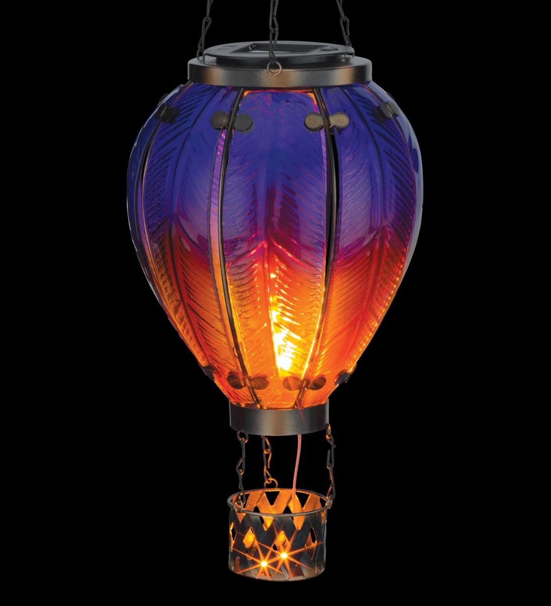 23" Purple Hot Air Balloon Hanging Solar Lantern