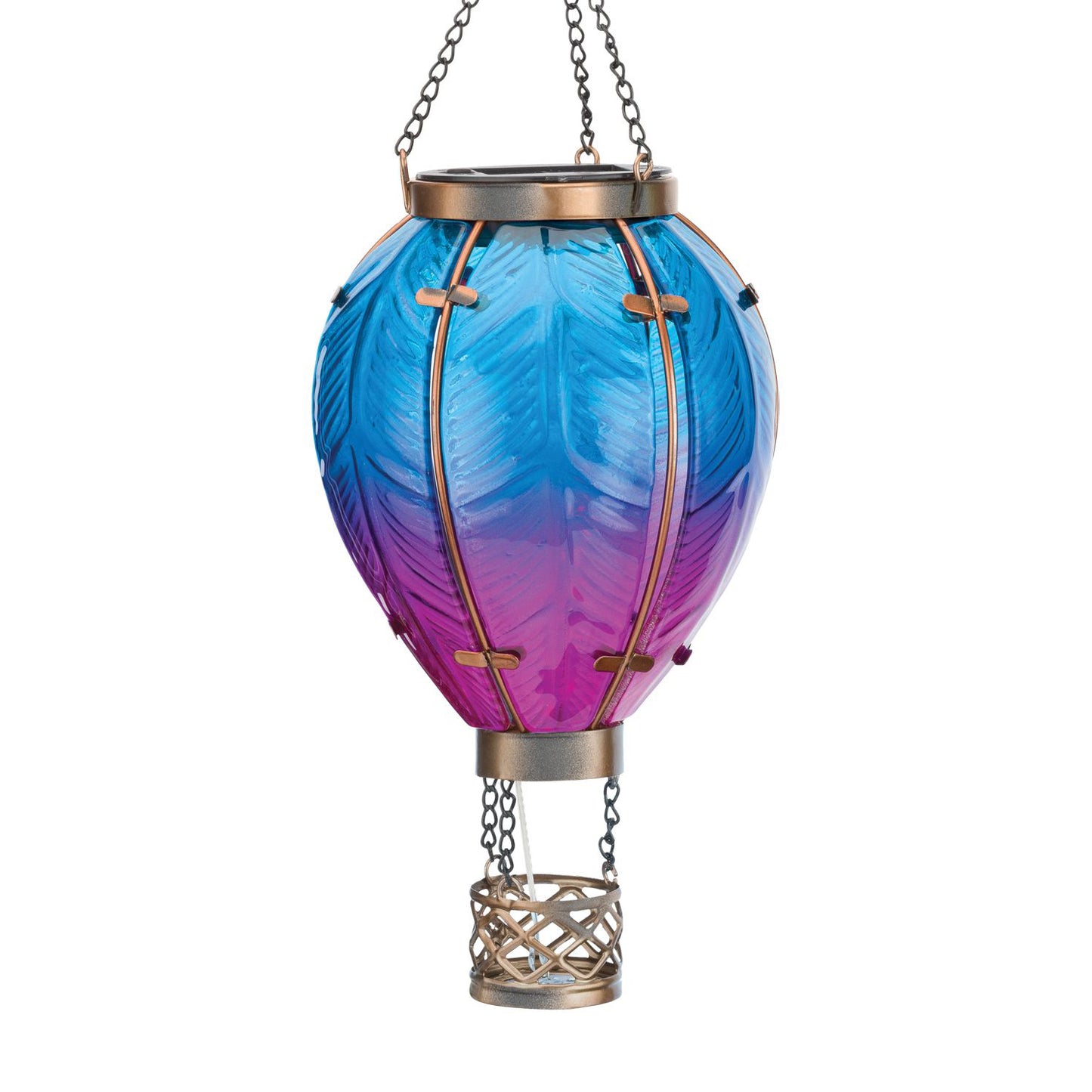 Blue Hot Air Balloon Hanging Solar Lantern