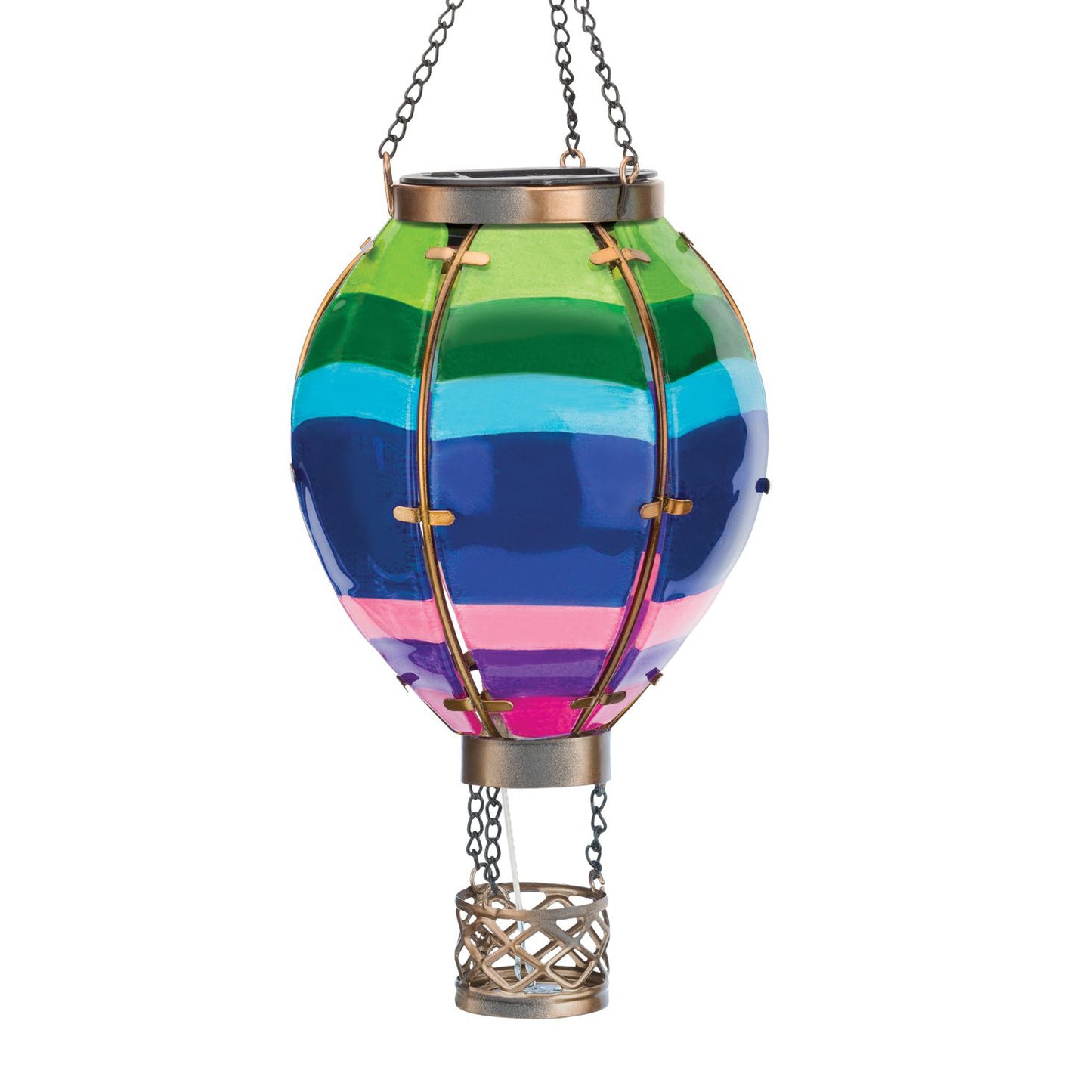 Stripe Hot Air Balloon Hanging Solar Lantern