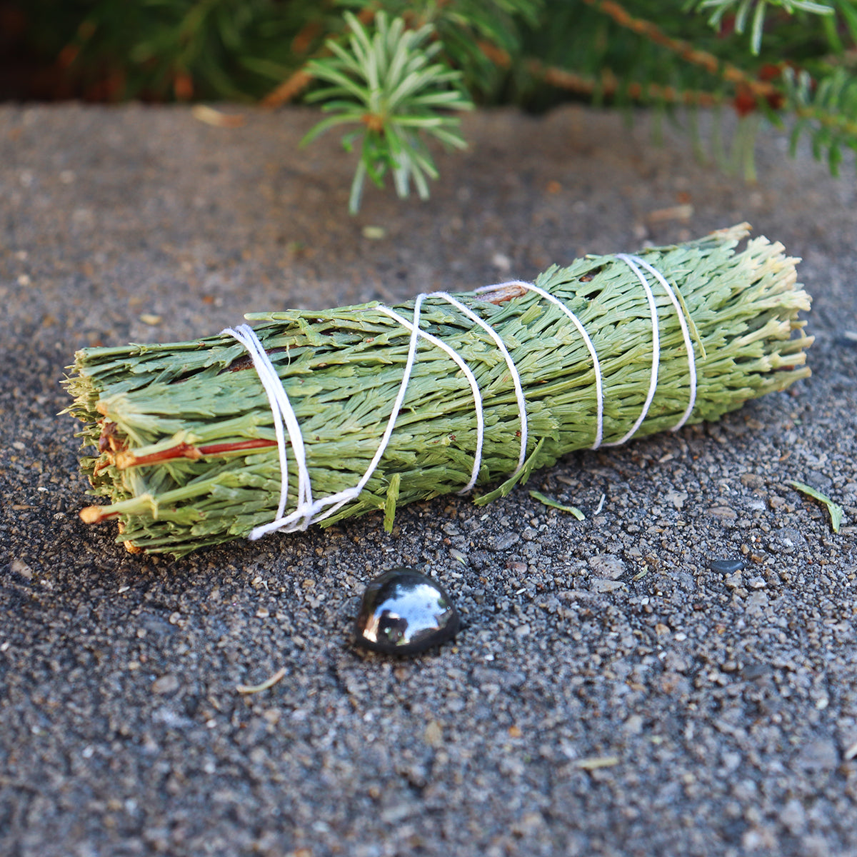 Cedar Smudge with Hematite Stone