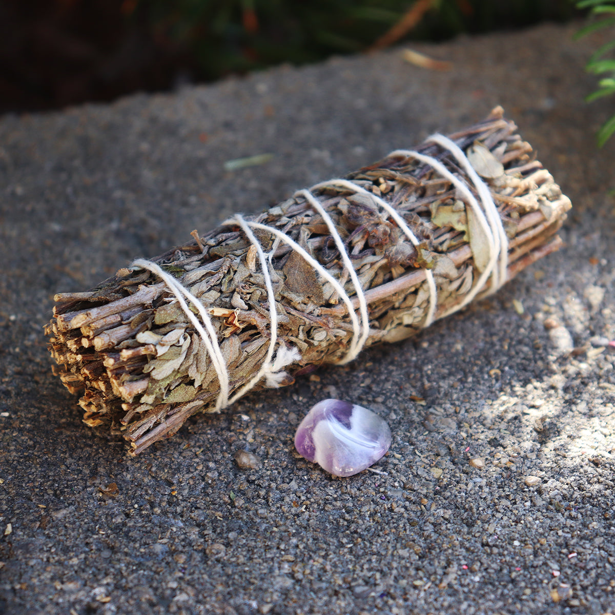 Royal Sage Smudge with Purple Stone