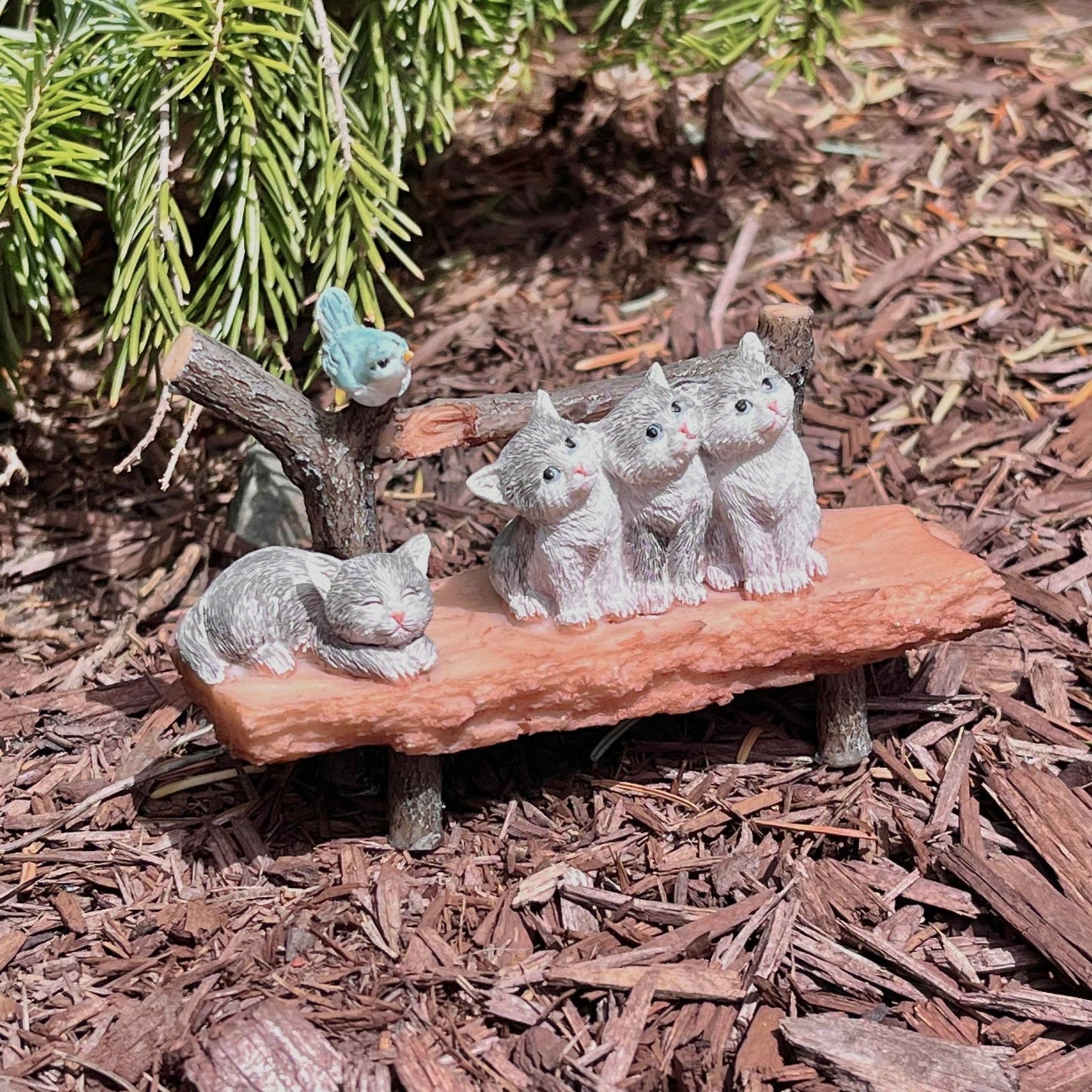 Curious Kittens on a Bench