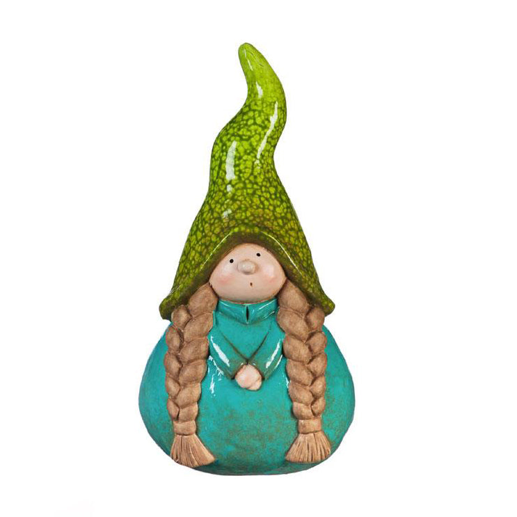 Terracotta Brunette Turquoise Lady Garden Gnome