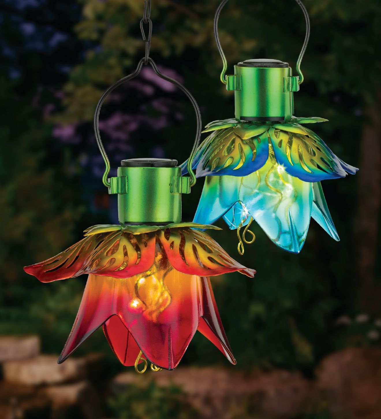 Mini Blue Flower Solar Garden Lantern