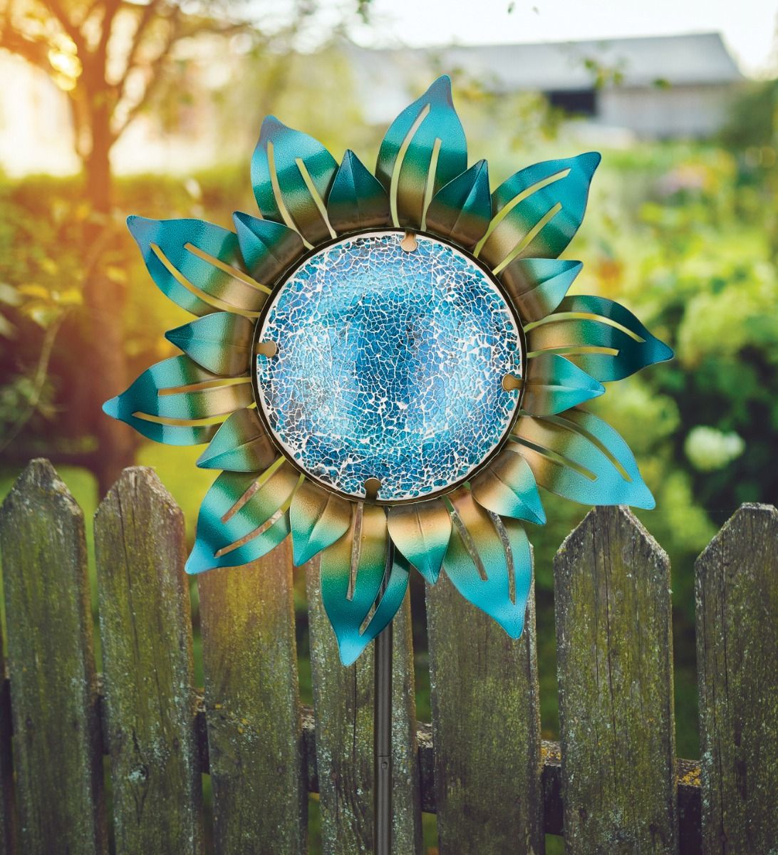 Blue Mosaic Flower Garden Stake