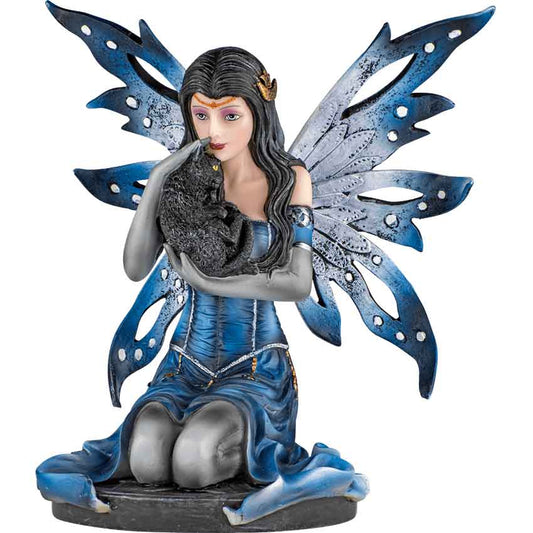 Mystical Black Cat Fairy Figurine